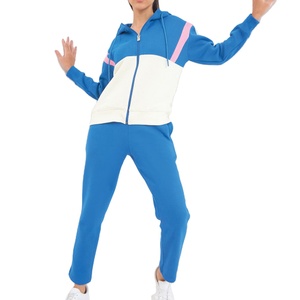 Conjunto Deportivo Personalizado de Dos Piezas para Mujer, Sudadera con Capucha Lisa y Pantalones Deportivos, Chándal de Gimnasio con Cremallera Completa y Dos Colores - Product Image 1