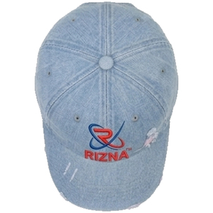 Gorra de Béisbol RIZNA de Mezclilla Twill, 6 Paneles, Ajustable, Unisex, Estilo Casual Vintage, Lavada, con Logotipo Bordado en 3D en el Panel Frontal, Azul, Algodón, Metal - Product Image 2