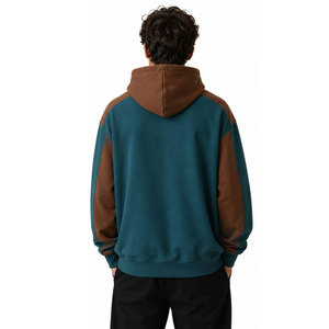 Men's Hooded Sweatshirt Teal <b>Brown</b> Raglan Sleeve <b>Fleece</b> Casual Autumn Regular Fit Front Logo Heat-Transfer Printing - Product Image 5