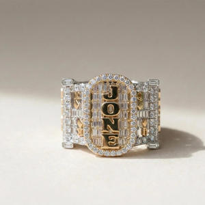 Bague de fiançailles personnalisée en argent sterling 925 avec diamant Moissanite, style Hip Hop pour homme, bijou statement style rappeur glacé - Product Image 2