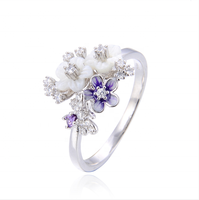 Set Perhiasan Elegan Liontin Bunga Zirkon & Cincin Perak Sterling 925 Berlapis Emas untuk Hadiah Pesta Pertunangan
