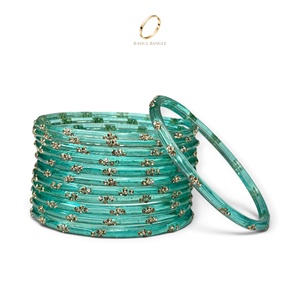 Bracelets exclusifs en verre bleu cachemire effet goutte de pluie, cristal taillé fin, pierre dorée, vente en gros pour femmes, pour mariage et soirées - Product Image 4