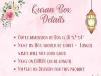 Boîte à Coran en velours rose avec design islamique doré, nom personnalisé, étui de rangement rectangulaire de luxe pour la prière, marque OEM