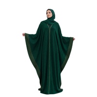 Abaya Femme Tricotée Vert Émeraude Personnalisée à Manches Papillon, Style Gulf, Vêtement Islamique Modeste, Fabricant Grossiste