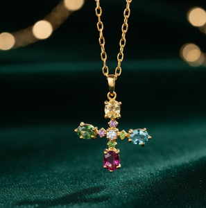 Collar con Colgante de Piedras Multicolores Ovaladas de Primera Calidad, con Circonitas Cúbicas, Plata de Ley 925, Chapado en Oro de 18K, Collar de Diseño para Mujer - Product Image 5