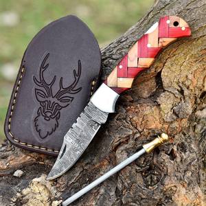 Tendance 2025 Lame En Acier Damas Pliable En Plein Air Tactique Camping Pliant Couteau De Chasse De Poche avec 10 Conceptions De Couleur - Product Image 3