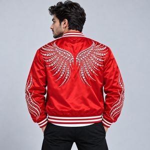 Chaquetas de Satén con Pedrería, Chaqueta Bomber de Lujo con Cristales Brillantes, Prenda de Moda Elegante para Fiestas, Ropa de Calle, Prenda Exterior de Diseñador - Product Image 4