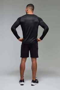 Camiseta Deportiva de Manga Larga Negra para Hombre, Poliéster Elástico, Ropa de Entrenamiento para Gimnasio, Logotipo Personalizado, Marca Privada - Product Image 2