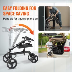 Monopattino a Ginocchio Pieghevole per Tutti i Terreni, Orientabile, in Acciaio al Carbonio, con Manubrio Regolabile in Altezza e Supporto per Ginocchio, per Utenti con Disabilità - Product Image 6