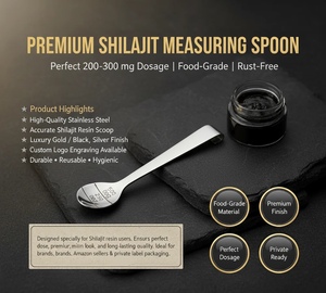 Cuillères doseuses en acier inoxydable naturel, manche ondulé rose, outil de mesure avec certification CE, capacité de 10 ml pour le Shilajit - Product Image 4