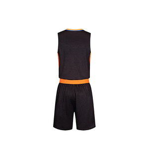 Ensemble de maillots de basket-ball personnalisés sans manches, noir et orange, en mesh respirant, tenue d'équipe pour hommes adultes - Product Image 4