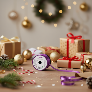 Nastro regalo viola metallizzato 5mmx100y per confezioni - Product Image 3