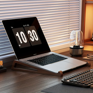 Wood Laptop Stand Adjustable Height Portable <b>Desk</b> <b>Riser</b> Holder Wide Base Stable for Home Office - Product Image 6