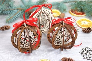 Colección de Adornos Navideños de Madera, Ecológicos, Cortados con Láser, Impresión Personalizada, Decoraciones Modernas Colgantes para Árbol, Fiestas, Hogar - Product Image 2