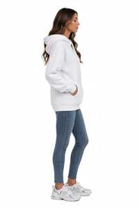 <b>Women's</b> Regular Fit Solid Breathable Casual Long Sleeve Hip Length Cotton <b>Fleece</b> Pullover Hooded Zipper Closure Anti-Pilling - Product Image 2