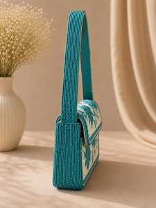 กระเป๋าคลัทช์ใบปาล์มประดับลูกปัด MS Handicraft สีสันตามสั่ง ลูกปัดแก้วรูปทรงตามสั่ง ทำด้วยมือ กระเป๋าสะพายข้าง - Product Image 3