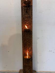 เชิงเทียนไม้หลายชั้นแกะสลักด้วยมือ | เชิงเทียนโบราณตั้งพื้น - Product Image 5