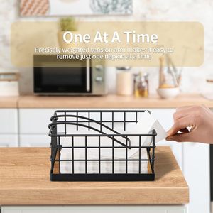 Porte-serviettes de table style ferme avec bras lesté, distributeur de serviettes en bois pour comptoir de cuisine - Product Image 5