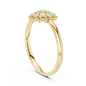 Anillo de oro macizo de 14k para mujer con diamante de corte redondo minimalista de forma mecánica, ideal para regalo, compromiso, aniversario, boda. - Product Image 4