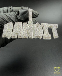 Collar de Lujo con Colgante 'BANDIT' Iced Out, Cadena de Diamantes Moissanite, Estilo Hip Hop, Regalo Impresionante - Product Image 1