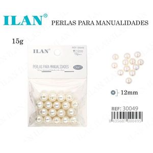 Perline Ilan per artigianato, 12 mm, bianco perla, confezione da 15 g - Product Image 3