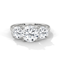 Bague à trois pierres de qualité supérieure, certifiée GRA, en or blanc 14 carats, sertie de diamants de laboratoire taille brillant, tendance pour femme