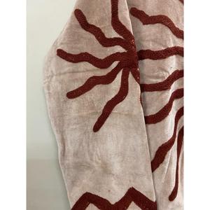 Hand Embroidered <b>Velvet</b> Knitted Cotton <b>Jacket</b> <b>Women</b> Mandarin Collar Full Sleeve Floral Pattern Open Front Prairie Winter/Spring - Product Image 3