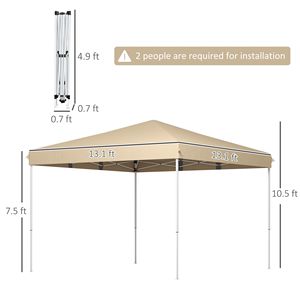 13FT X 13FT Beige Pop up <b>Canopy</b> <b>Tent</b> with Height Adjustable Wheeled Carry Bag for Outdoor Garden Patio - Product Image 3