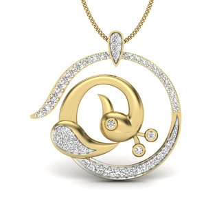 Pendentif en or jaune de luxe avec diamants taille brillant rond pour femme, idéal pour un usage quotidien - Product Image 3