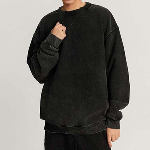 <b>Drop</b> Shoulder Winter Casual Pullover <b>Acid</b> Wash Heavyweight Custom Made Men's Hoodies Solid Button Digital Printing Eco-Friendly - Product Image 4
