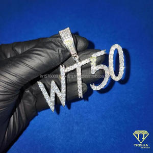 Pendentif de luxe « WT50 » avec diamant Moissanite, chaîne Hip Hop, collier personnalisé avec initiale pour homme et femme - Product Image 5