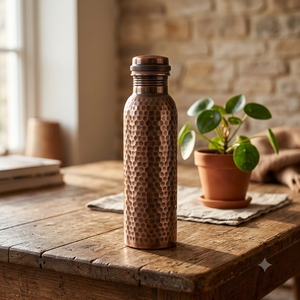 Botella de Agua de Cobre Hecha a Mano con Diseño Martillado, Botella Metálica Reutilizable a Prueba de Fugas para Viajes, Yoga, Hogar, Oficina, Regalo - Product Image 4