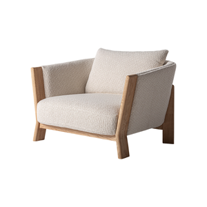 Fauteuil nordique contemporain en teck massif, dossier incurvé de qualité supérieure, assise large et confortable, chaise longue confortable, mobilier pour hall d'hôtel - Product Image 1