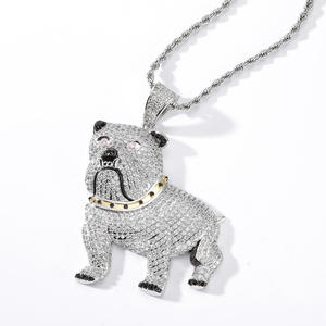 Pendentif Bouledogue Plaqué Or Rose Haute Demande avec Strass en Cristal, Breloque Unisexe Hiphop pour Usage Quotidien, En Vente - Product Image 4