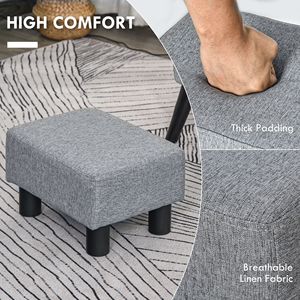 Pouf Cubo Antico in Tessuto Lino Grigio da 16 Pollici, Versatile Poggiapiedi con Funzione Contenitore per Ingresso, Camera da Letto, Appartamento - Product Image 4