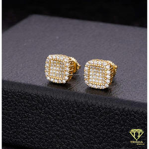 Boucles d'oreilles en moissanite de luxe moderne, taille carrée, en argent sterling 925, bijoux pour hommes et femmes - Product Image 4
