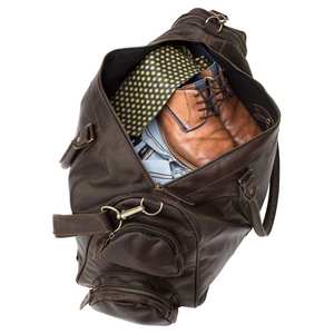 Leather Duffle Bag Vintage Style Weekender Travel Bag <b>Men</b> Women Large Capacity Business Carry-<b>on</b> Lightweight Portable Zipper - Product Image 5