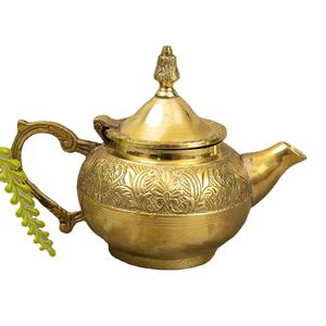 Théière en laiton classique vintage artisanale avec corps gravé de fleurs, théière en métal décorative pour une décoration élégante de la maison et de l'hôtel - Product Image 2