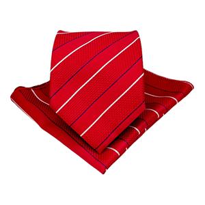 <b>Tie</b> Benon <b>Red</b> Stripe <b>Tie</b> <b>and</b> <b>Pocket</b> <b>Square</b> Combo - Product Image 2