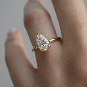 Bague de fiançailles solitaire en diamant de laboratoire certifié IGI, taille poire, 2 carats, or jaune massif 14 carats, cadeau de mariage, bijoux pour femmes - Product Image 5