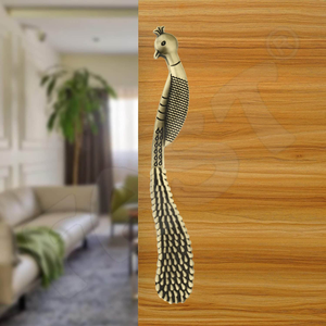 Decorative Metal Peacock <b>Door</b> Pull <b>Handle</b> Long Peacock Design Metal <b>Door</b> <b>Handle</b> <b>Vintage</b> Style Hardware for Wooden Entry <b>Door</b> - Product Image 1