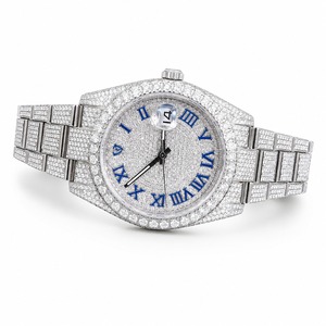 Reloj de Lujo con Diamantes, Números Romanos, Correa de Acero Inoxidable, Visualización de Fecha Analógica, Unisex - Product Image 2
