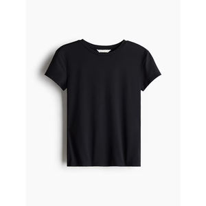 Camiseta ajustada para mujer, silueta delgada, tela elástica, top informal favorecedor para uso diario, pieza básica de moda con estilo. - Product Image 1