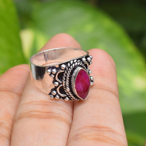 Bague en rubis rose, pierre précieuse non chauffée, sertie en clos, taille marquise, bijoux fins pour mariage, fiançailles, cadeau - Product Image 5