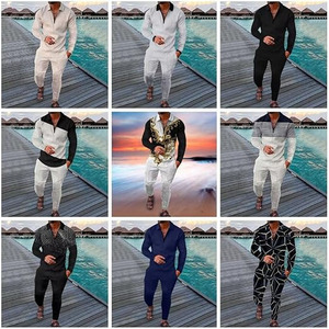 Ensemble de survêtement de luxe noir texturé pour homme – Ensemble de performance haut de gamme deux pièces avec pull polo à quart de zip - Product Image 3