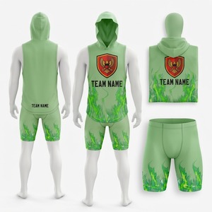 Uniforme de Fútbol Americano sin Mangas para Hombre, 7v7, con Pantalones Cortos, Impresión por Sublimación, Poliéster Transpirable, Diseño con Nombre del Equipo, Patrón de Llama Verde - Product Image 6