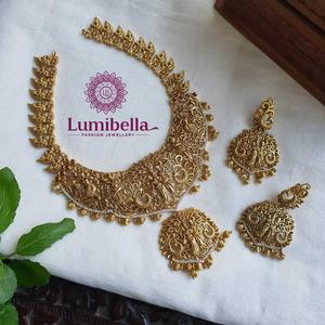 Krishna Radha Temple Necklace Set-Fashion Jewelry - Product Image 1