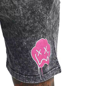 Custom Men's 2 Piece Polyester/Cotton Blend Sweatsuit Summer Acid <b>Wash</b> T-Shirt Shorts Set High Street Style Breathable Digital - Product Image 6
