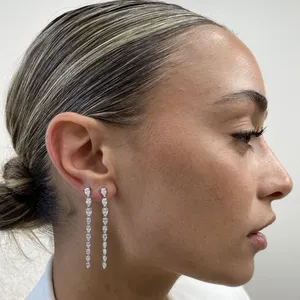 Boucles d'oreilles en diamant poire 4,25 carats, cultivé en laboratoire, or blanc 14 carats - Product Image 3