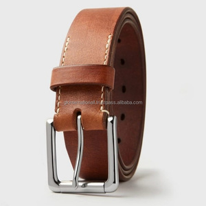 Cinturón informal de cuero de vaca genuino marrón negro o tostado hecho a mano de estilo vintage para hombres con elegante hebilla de latón de níquel - Product Image 2